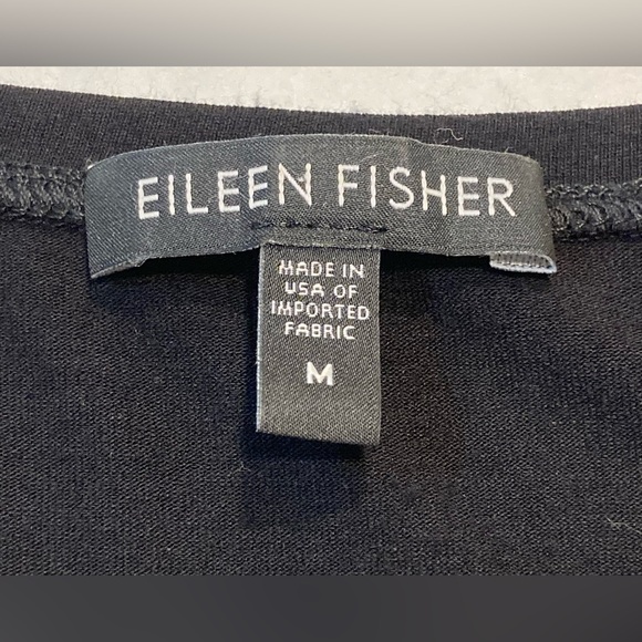 Eileen Fisher 🟣 Size Medium 3/4 Sleeve Scoop Neck Stretch Black Dress - Picture 4 of 8